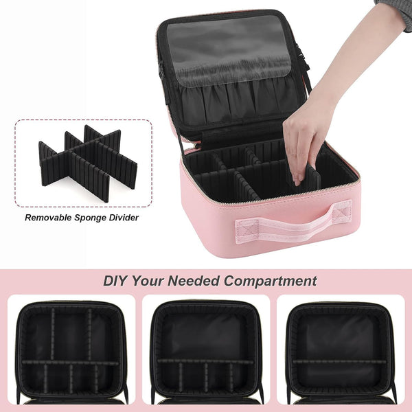 Premium LED Light Makeup Organizer Box – Portable Cosmetic Case with Touch Mirror
