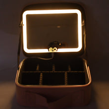 Premium LED Light Makeup Organizer Box – Portable Cosmetic Case with Touch Mirror