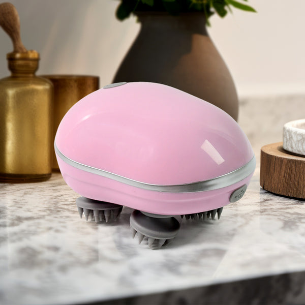 Smart Electric Scalp Massager | 4-Head Cordless, Waterproof, USB Rechargeable Head & Body Massager for Hair Growth & Relaxation