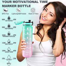 Motivational Water Bottle with Straw & Time Marker – BPA-Free & Leakproof